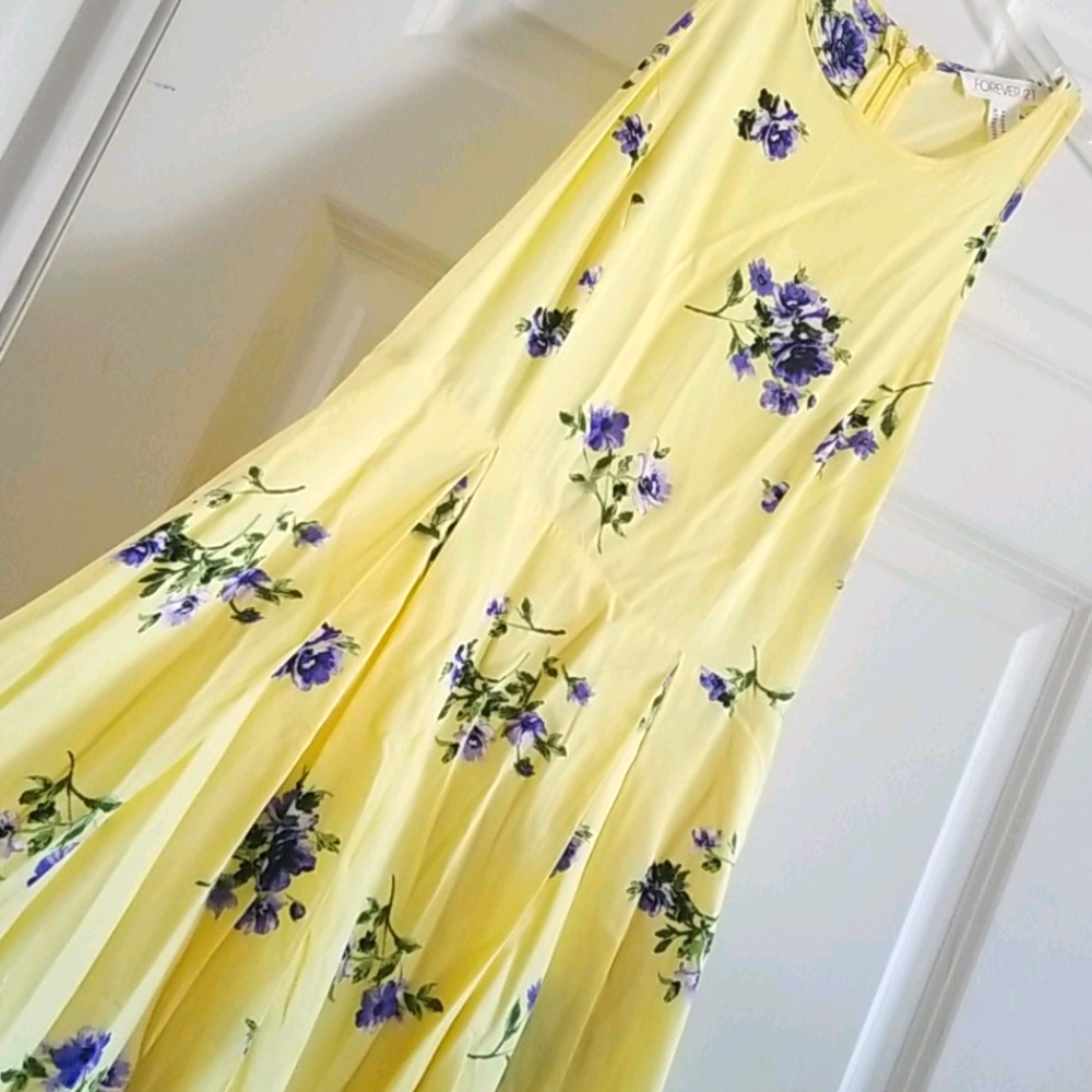 Yellow and purple floral mini dress